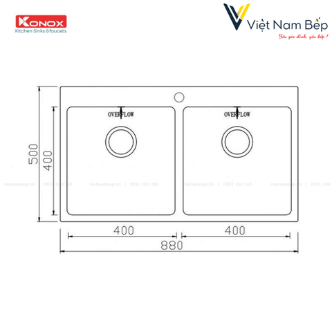 Chậu rửa bát Topmount Sink Unico 8850 - Chính hãng KONOX