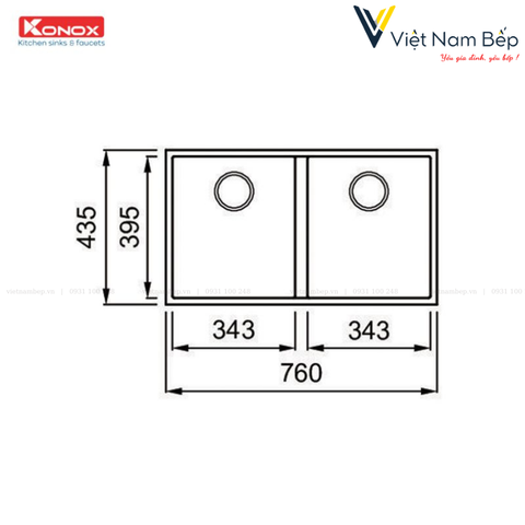 Chậu rửa bát Granite Sink Veloci 760D Grey  - Chính hãng KONOX