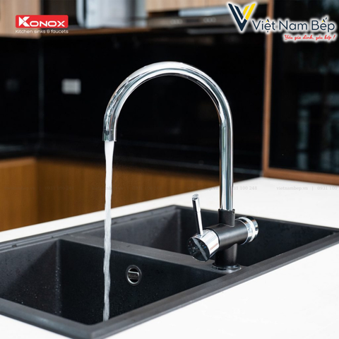 Vòi rửa bát ba đường nước Trim-Water Black - Chính hãng KONOX