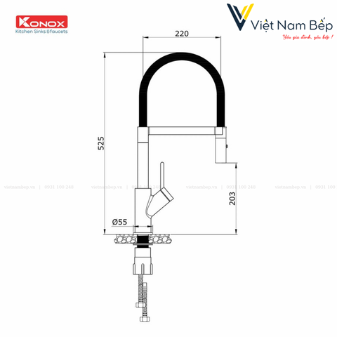 Vòi rửa bát thân mềm Bian - Chính hãng KONOX