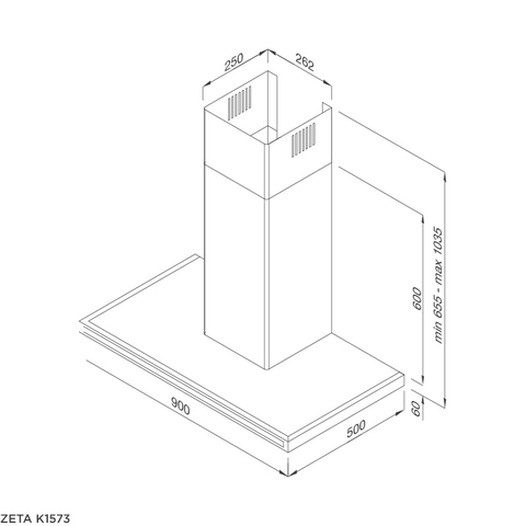 Máy hút mùi chữ T RANGE HOOD Malloca ZETA K1573