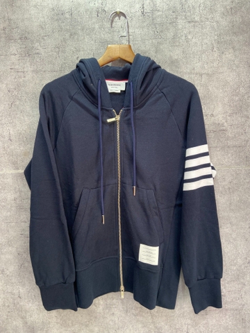 Áo khoác Hoodie Thom Browne Classic Loopback 4 Bar Full Zip - Navy