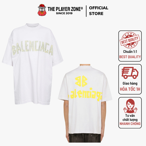 Áo Thun Balenciaga Tape Type Cotton Jersey T-shirt - Trắng