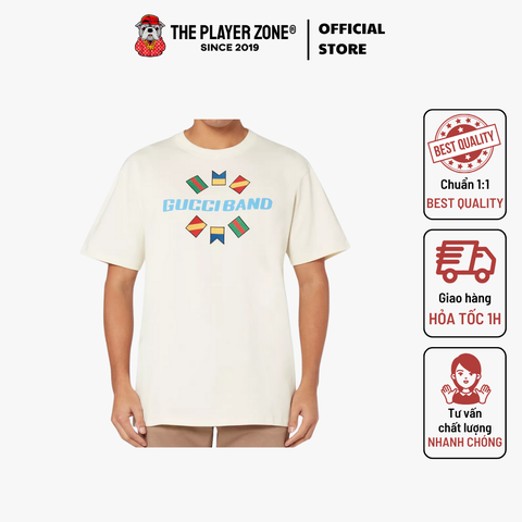 Áo Thun Gucci Band Embroidered Logo Short Sleeve - be