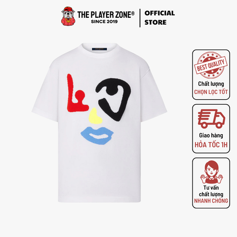 Áo Thun LV Knit Short Sleeve With Facial Makeup And Doo - Trắng