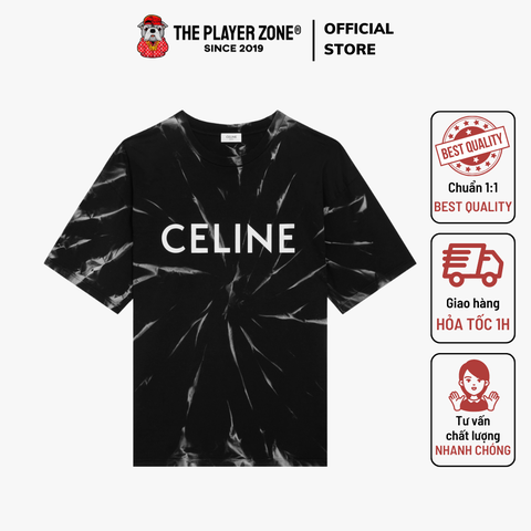 Áo Thun Celine Tie-Dye Logo Printed (Black)