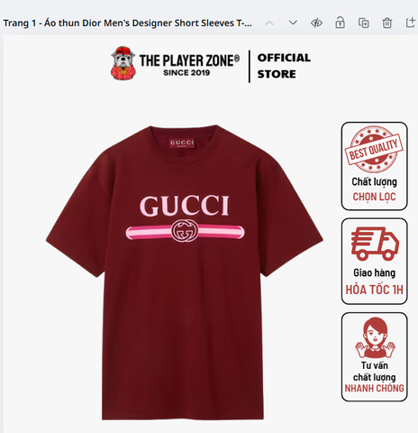 Áo thun Gucci Cotton Jersey Rosso Ancora red
