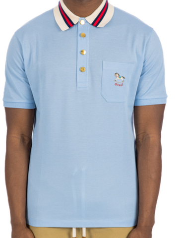 Áo Polo Gucci Pony Embroidery (Light Blue)