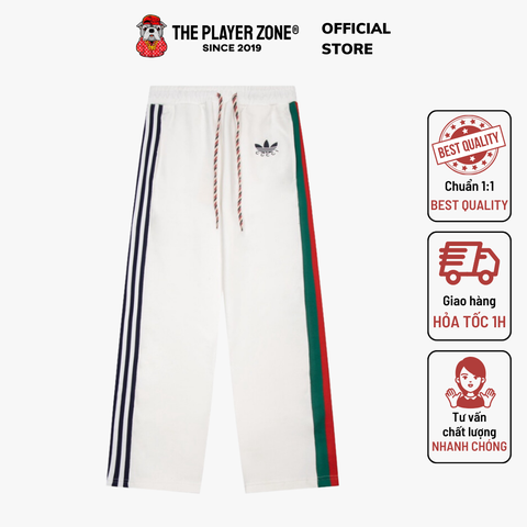 Quần dài Gucci x Adidas Stripe Jersey Jogger - Trắng