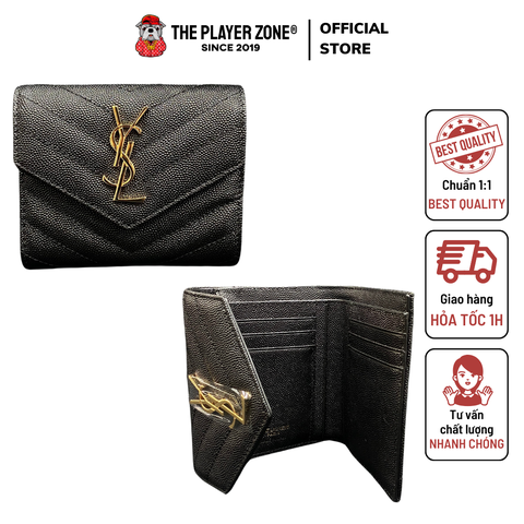 Ví YSL Saint Laurent Monogram Fold Wallet Logo Vàng