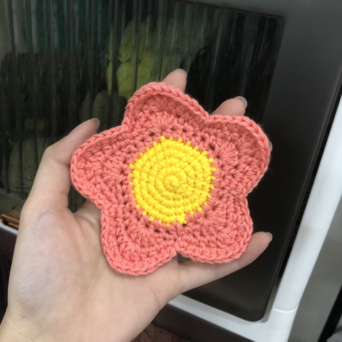COASTER SIMPLE FLOWER-dark pink yellow