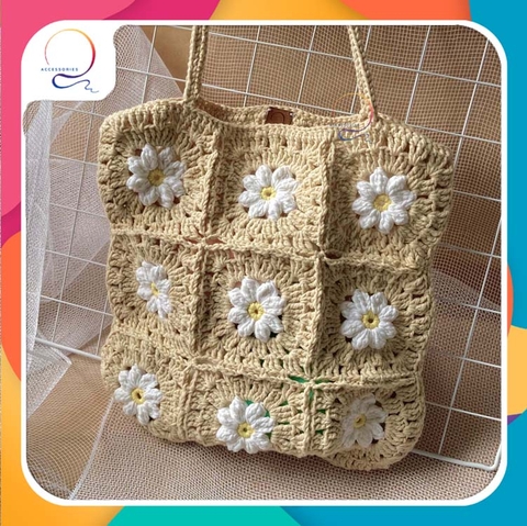 CROCHET BAGS DAISY-cream