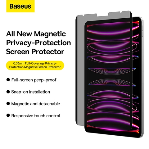 Kính Cường Lực Bảo Vệ Màn Hình Từ Tính Baseus 0.33mm Full-Coverage Privacy-Protection Magnetic Screen Protector for Pad
