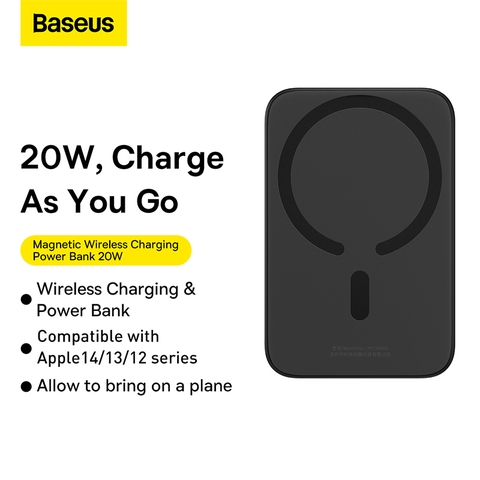 Pin Sạc Dự Phòng Không Dây OS-Baseus Magnetic Mini Wireless Fast Charge Power Bank 2022 (20W, Kèm dây C to C 30cm)