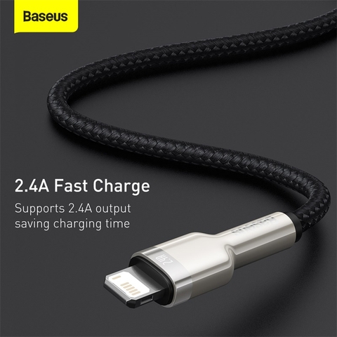 Cáp sạc nhanh, siêu bền Baseus Cafule Metal Series Lightning dùng cho iPhone/ iPad (2.4A, USB A to Lightning Fast charge Cable )