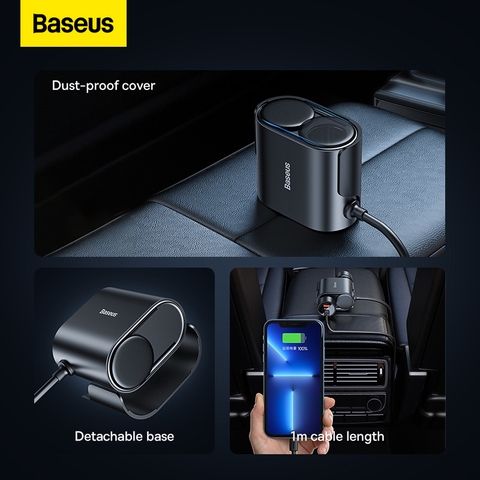 Tẩu Sạc Nhanh Ô Tô Baseus High Efficiency Pro 1-for-2 Car Cigarette Lighter 30W