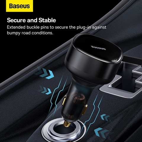 Tẩu Sạc Ô Tô Kèm Dây Baseus Enjoyment Retractable 2-in-1 Car Charger C+C 33W