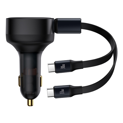 Tẩu Sạc Ô Tô Kèm Dây Baseus Enjoyment Retractable 2-in-1 Car Charger C+C 33W