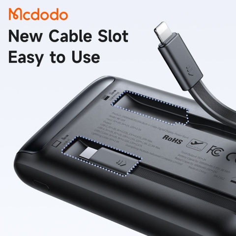 Sạc Dự Phòng Mcdodo 10000mAh 22.5W Built-in Cables Digital Display Power Bank