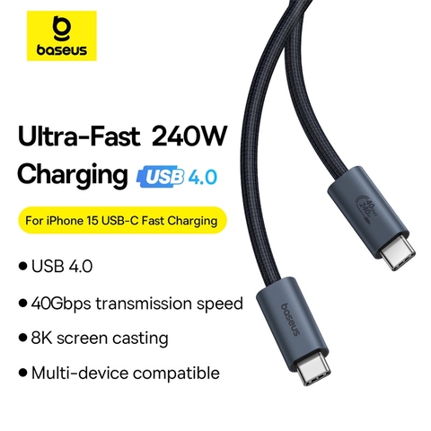 Cáp Sạc Nhanh Truyền Dữ Liệu Baseus Flash Series 2 USB4 Full Featured Data Cable Type-C to Type-C 240W