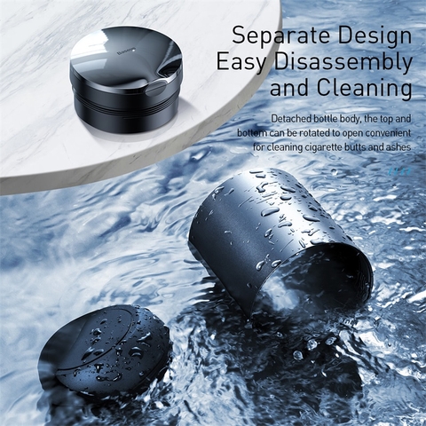 Gạt Tàn Mini Baseus Cao Cấp Cho Ô Tô | Có Đèn LED Tự Động, Nắp Đậy Kín Chống Mùi