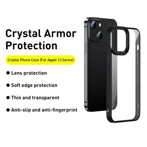 Ốp Lưng Nhựa Cứng Trong Suốt Bảo Vệ Camera Baseus Crystal Dùng Cho iPhone 13 2021. Hàng chính hãng Baseus