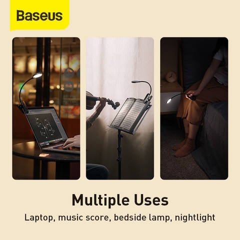 Đèn đọc sách mini, pin sạc tiện dụng Baseus Comfort Reading Mini Clip Lamp ( Dịu mắt, chân kẹp, 3 mức sáng, 350mAh, 24h sử dụng)