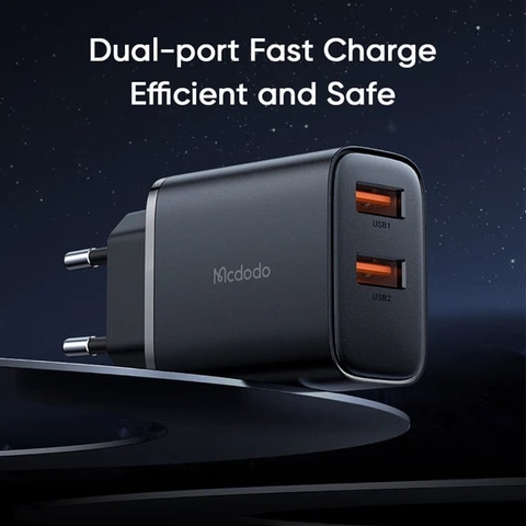 Cốc Sạc Nhanh Mcdodo 12W Dual USB Charger (Chân cắm tròn)