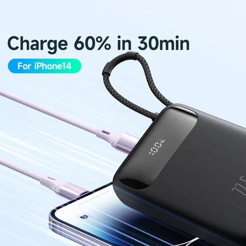 Pin Dự Phòng Mcdodo 22.5W PD+QC 20000mAh Power Bank Built-in Lightning Cable with Digital Display