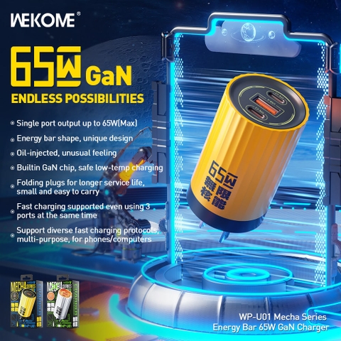 Cốc Sac Nhanh Wekome WP-U01 Mecha Series Energy Bar GaN Charger 65W