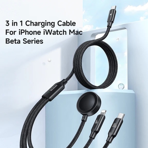 Cáp Sạc Đa Năng Mcdodo Beta Series 3 in 1 Wireless Charging Cable for iWatch iPhone Mac