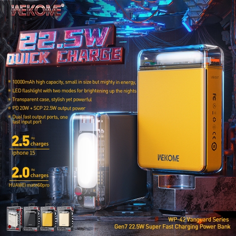 Sạc Dự Phòng Wekome WP-42 Vanguard Series Gen7 22.5W Super Fast Charging Power Bank