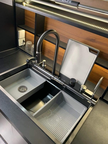 Chậu rửa bát 7 phím | inox 304 cao cấp | Vòi đồng | Chậu inox 304