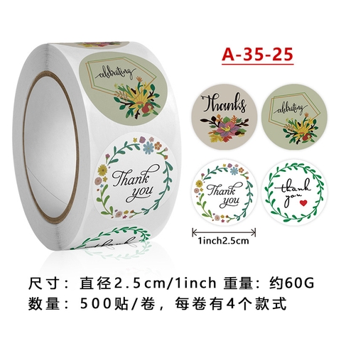 CUỘN 500 STICKER CẢM ƠN GÓI QUÀ CỰC XINH