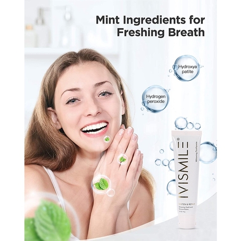 Kem đánh răng làm trắng răng IVISMILE Whitening & Repair  - hương bạc hà, tẩy trắng răng hiệu quả