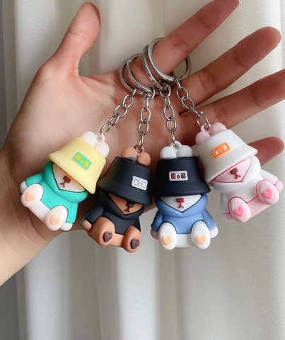 Móc khoá gấu đội nón DQ