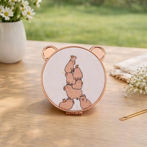 Gương mini tai gấu viền vàng