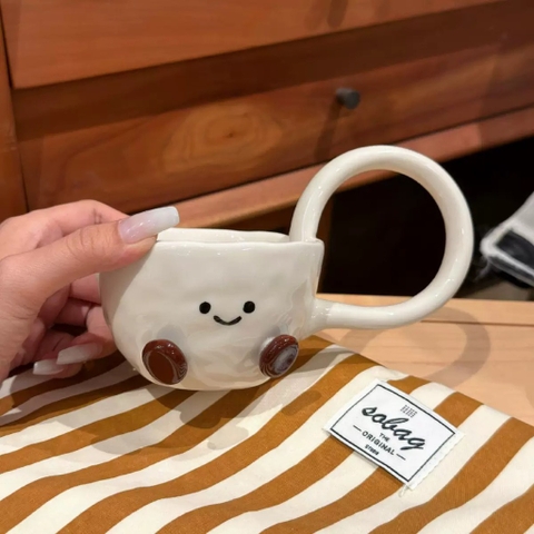 Ly cốc sứ cafe quai cong