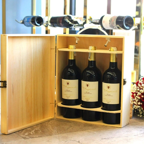 Hộp gỗ đựng 3 chai rượu