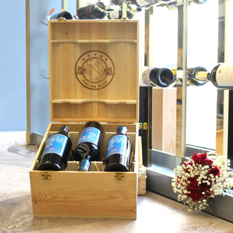 Hộp gỗ đựng 6 chai vang