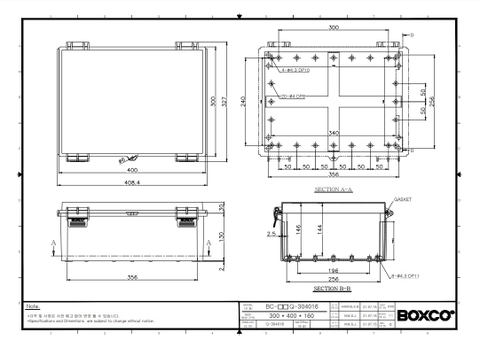 Tủ điện chống thấm nước BC-AGQ-304016 Boxco