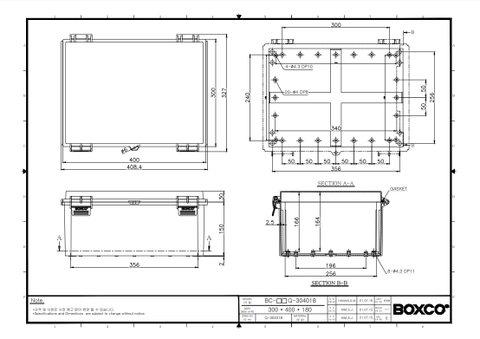 Tủ điện chống thấm nước BC-AGQ-304018 Boxco