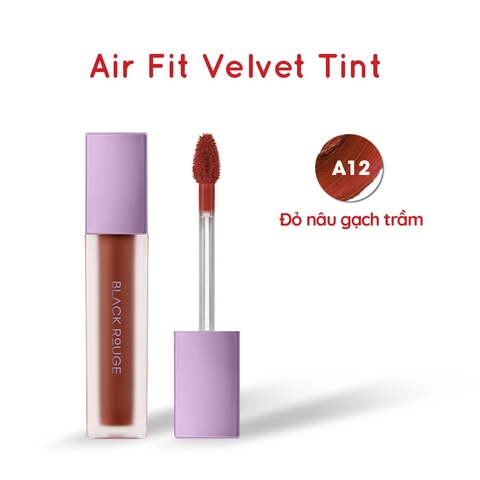 Son Kem Lì Black Rouge A12 - Đỏ Nâu Gạch Trầm Airfit Velvet Tint 4.5g