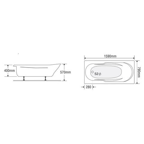 Bồn tắm dài Euroca EU1-1680