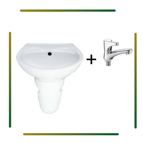 Combo Lavabo treo tường HC05 + Vòi Tapower VLB25 lạnh