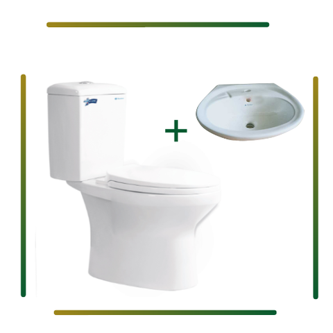 Bồn cầu 2 khối Thiên Thanh Sand + Lavabo treo LT04