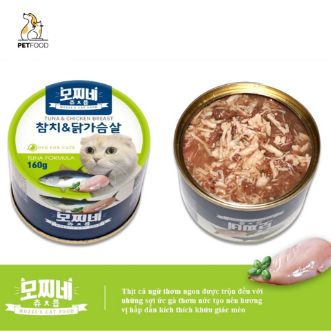 Thịt hộp cho mèo trên 3 tháng tuổi Mozzi's Cat Food Churup Tuna&Chicken