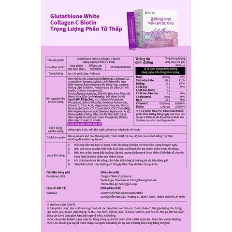 bột trắng da glutathion biotin hộp 30gói (300ea)