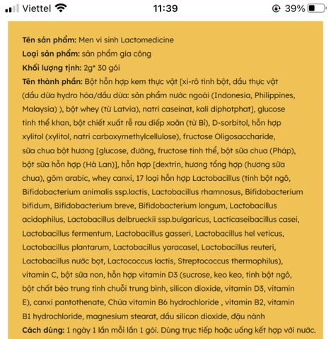 TPCN - Men tiêu hoá hãng dược Kolon pharm 60 gói 60gam (60ea)