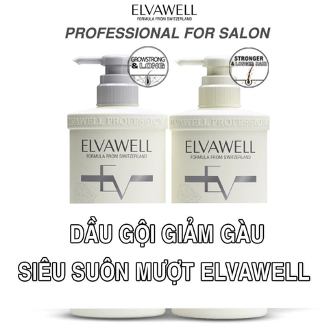 Cặp dầu gội - xả giảm gàu siêu suôn mượt ELVAWELL 1000ml (10ea)